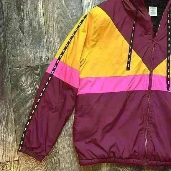 PINK Multicolor Vintage Vibe Color Block Jacket M/L - Picture 3 of 11